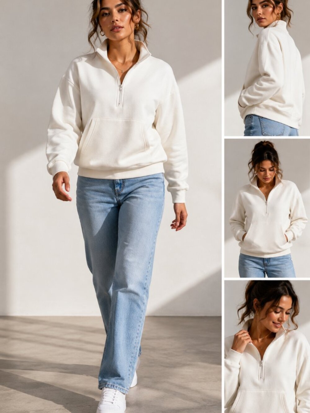 Legendary Outfitters Ivory Quarter Zip Fleece Pullover Sweatshirt Size S NWT - Picture 2 of 8